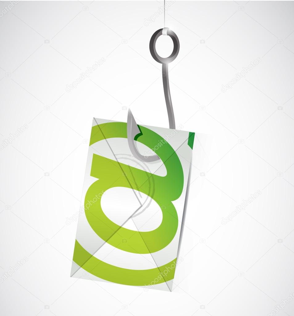 email and fishing hook. illustration design over
