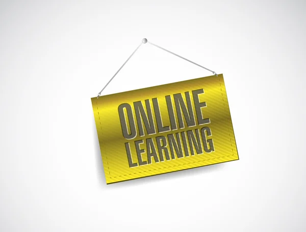 Online learning hanging banner illustration — Stock Photo, Image