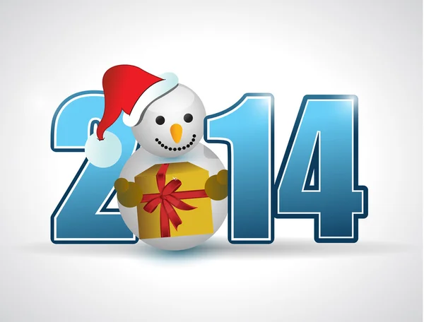 2014 christmas snowman year sign illustration — Stock Photo, Image