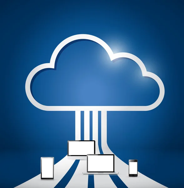 Cloud výpočetní ilustrace sítě elektronika — Stock fotografie