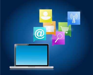 dizüstü bilgisayar ve internet medya iletişim