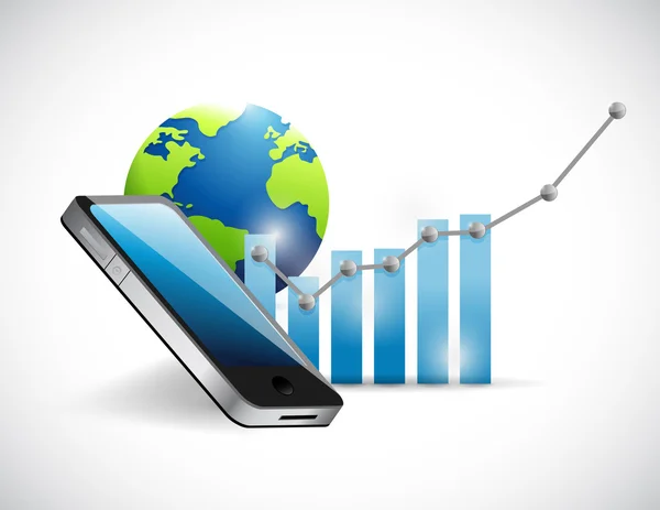 Business technology phone and graph — Stock Photo, Image