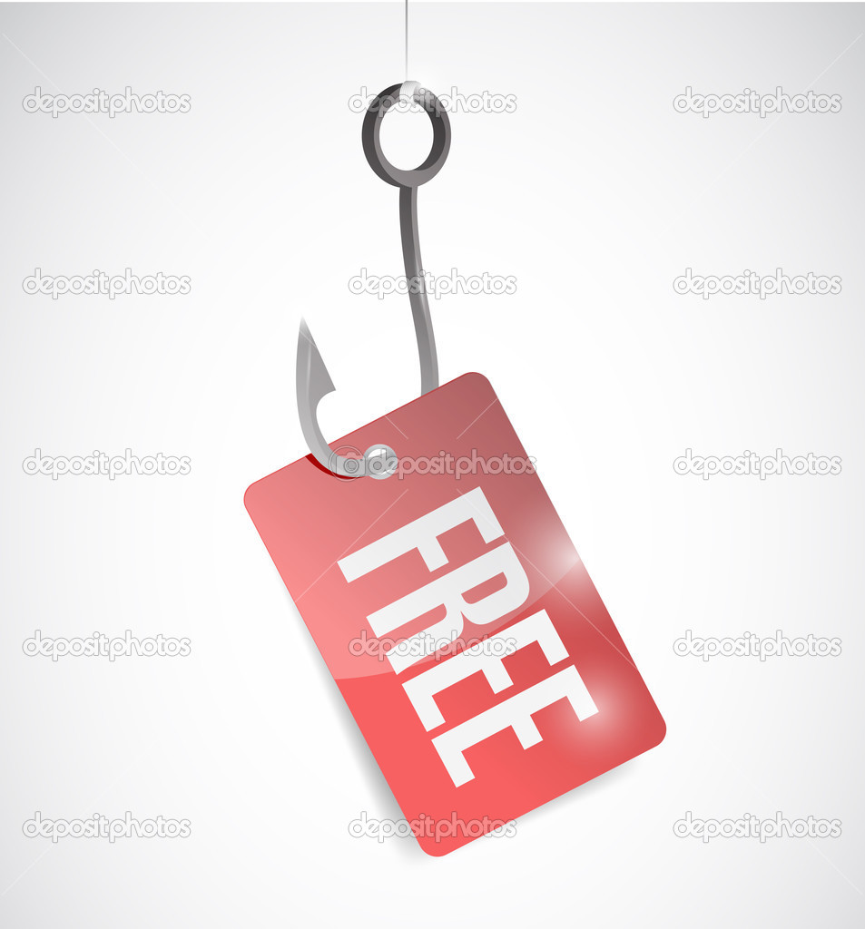 free tag and fishing hook illustration design