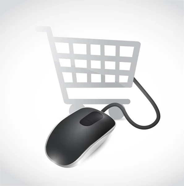 Compras online mouse conceito ilustração design — Fotografia de Stock