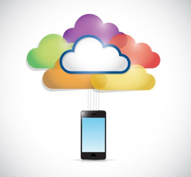 renkli bulutlar bir smartphone-e doğru bağlı.