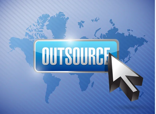 Outsource bouton et curseur sur une carte du monde — Photo