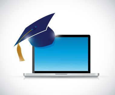Online Eğitim mezuniyet konsept illüstrasyon