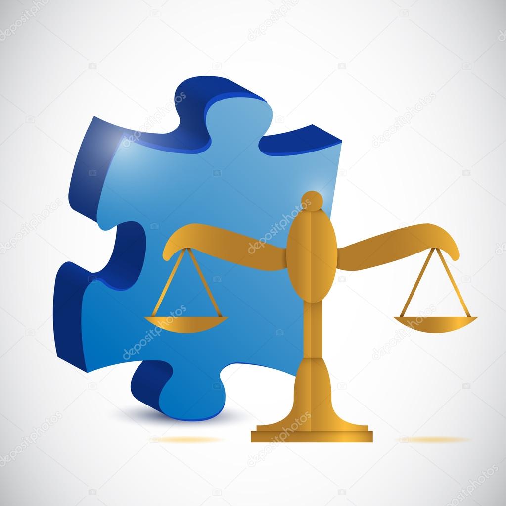 Balance scale and puzzle piece illustration Stock Photo by ©alexmillos