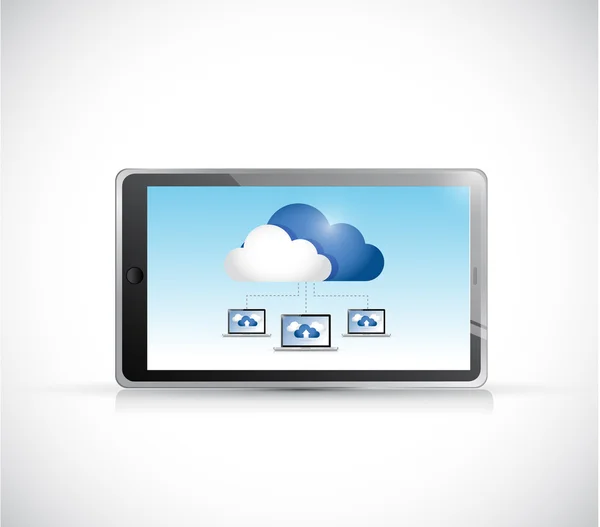 Tablet PC-dator och cloud computing anslutning — Stockfoto