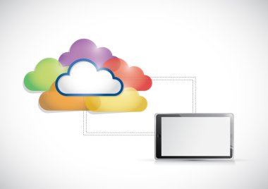 tablet renkli bulut bilgisayar bağlantısı