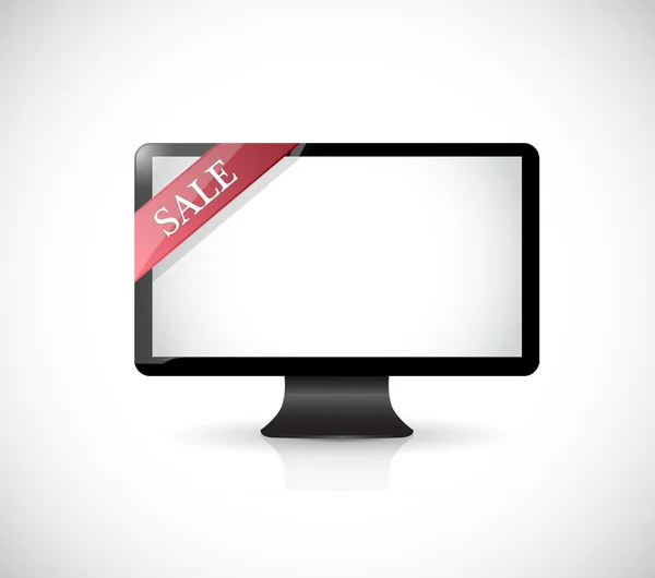 Комп'ютер і червона мітка продажу ілюстрація — стокове фото