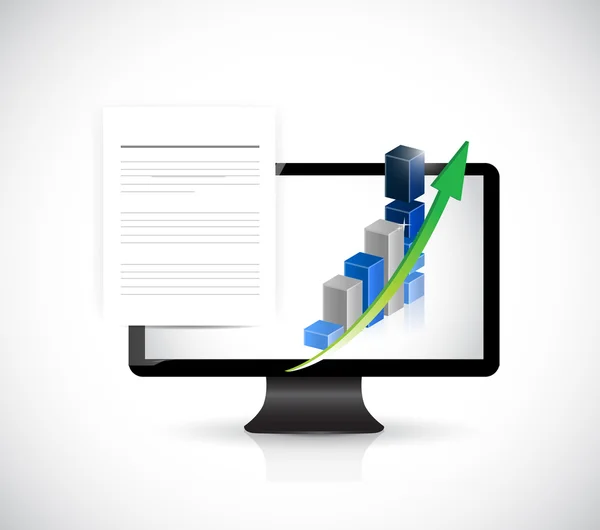 Computer documents and business graphs. — Stock Photo, Image