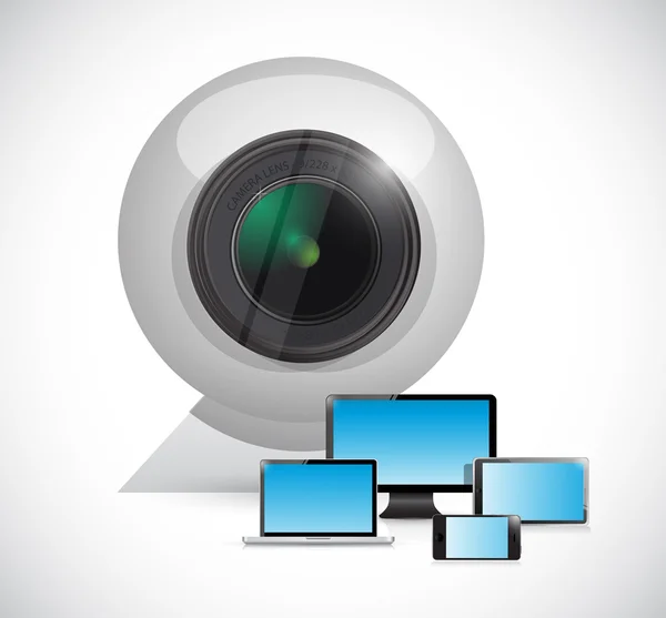 Electronics connected to a computer camera — Stock Photo, Image