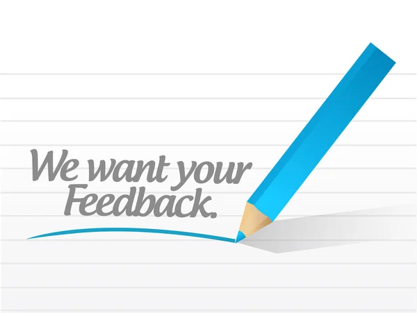 Vi vill ha din feedback meddelande illustration — Stockfoto