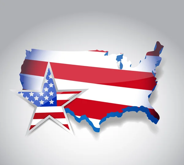 Us flag map illustration design — Stock Photo, Image