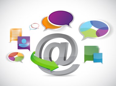 Online simgesi renkli iletişim illüstrasyon