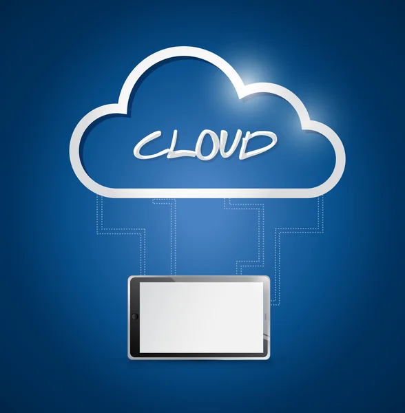 Tablet connected to a cloud. illustration design — Stock Photo, Image