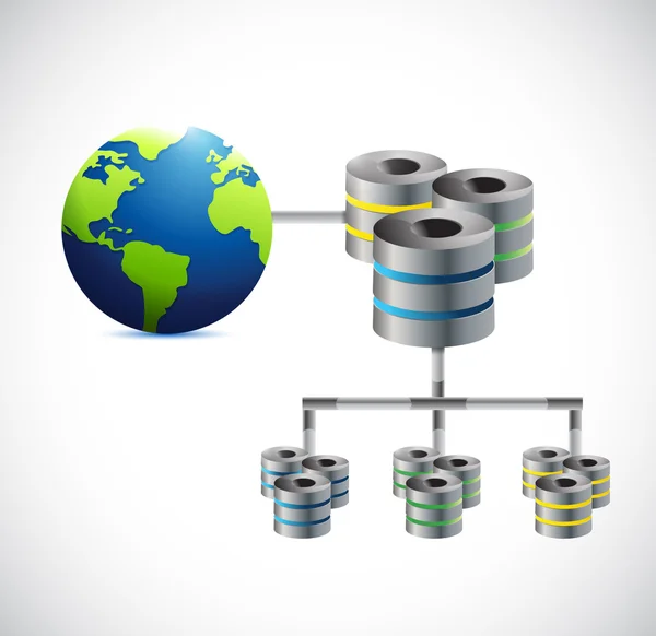 Servers connected to the globe illustration design — Stock Photo, Image