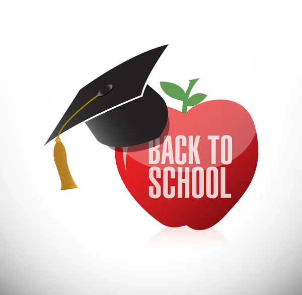 Wróć do kapelusz jabłko i ukończenia szkoły — Zdjęcie stockowe