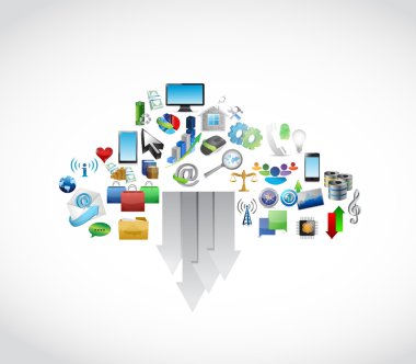 simgeler bulut bilgi işlem ve ok. illüstrasyon