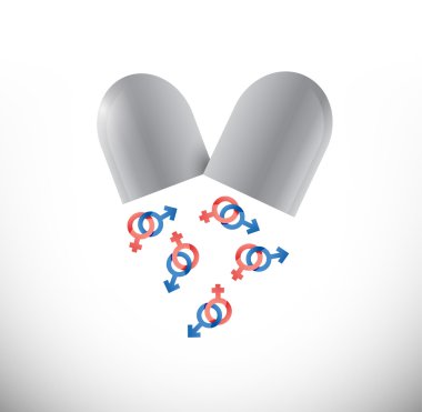 male and female pill illustration design clipart