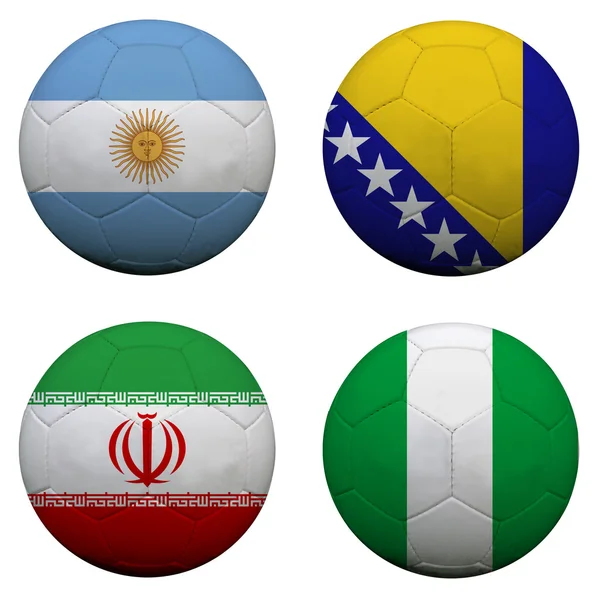 Soccer balls with group F teams flags, Football Brazil 2014. iso — Stock Photo, Image