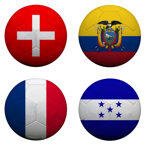 Palloni da calcio con bandiere del gruppo E, Calcio Brasile 2014. iso — Foto Stock