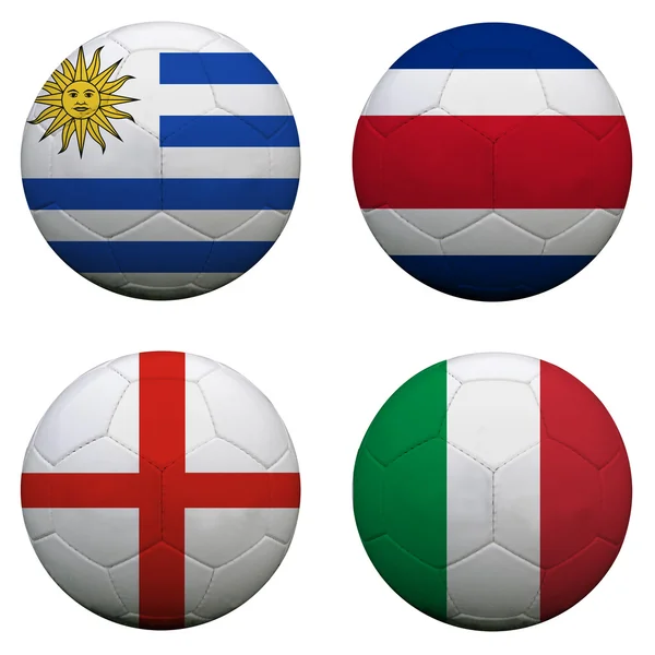 Balones de fútbol con banderas de equipos del grupo D, Fútbol Brasil 2014. iso — Foto de Stock