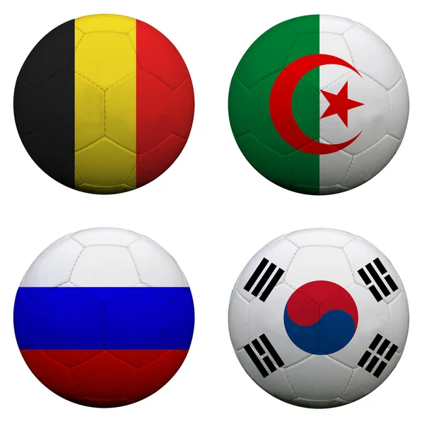 Balones de fútbol con banderas de equipos del grupo H, Fútbol Brasil 2014. iso — Foto de Stock