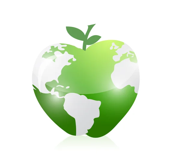Grüne Weltkarte Apfel Illustration Design — Stockfoto