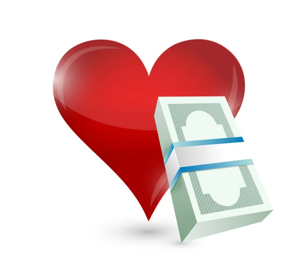 Pengar hjärtat illustration design — Stockfoto