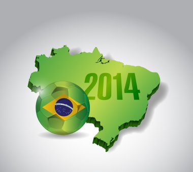 Brezilya Haritası ve futbol topu illüstrasyon tasarımı