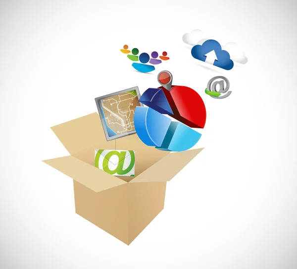 Box full of app and tools. illustration design — Stock Photo, Image