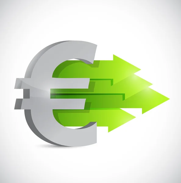 Символ валюты евро и положительные стрелки — стоковое фото