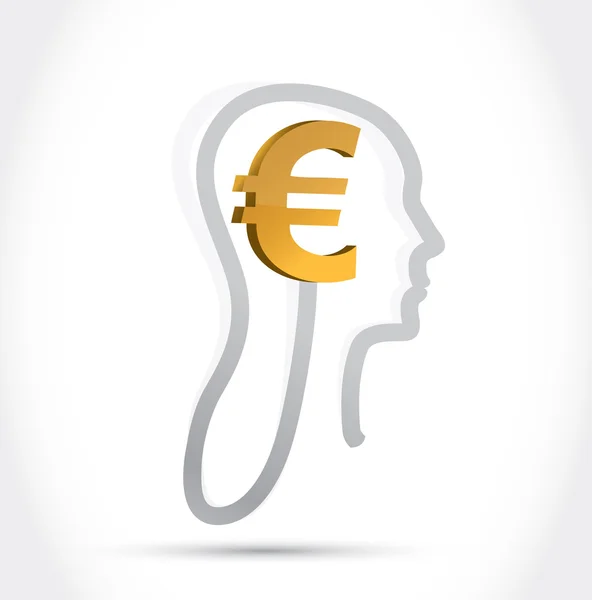 Euro moneda en mi mente ilustración diseño —  Fotos de Stock