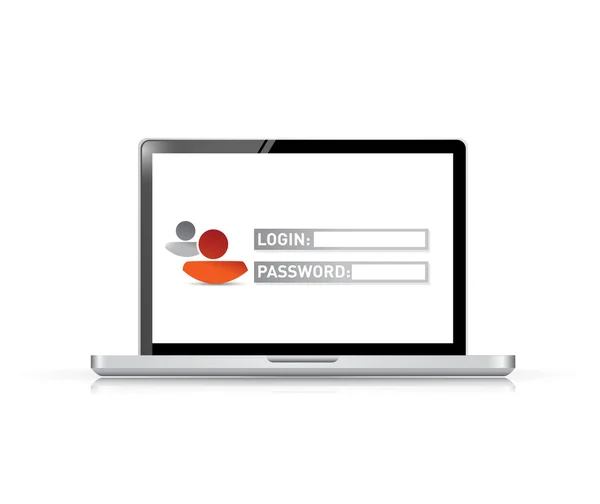 Bärbar dator login illustration design — Stockfoto