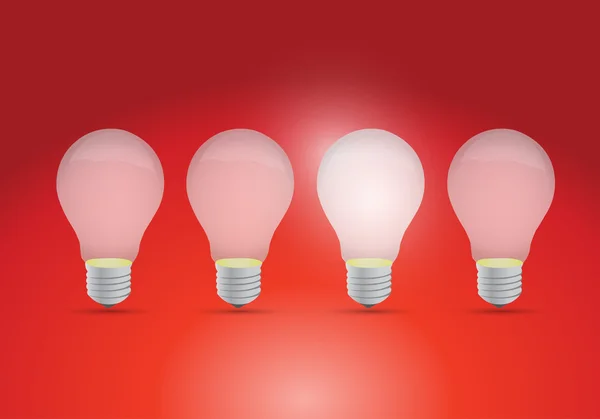 Idea concept con fila di lampadine — Foto Stock