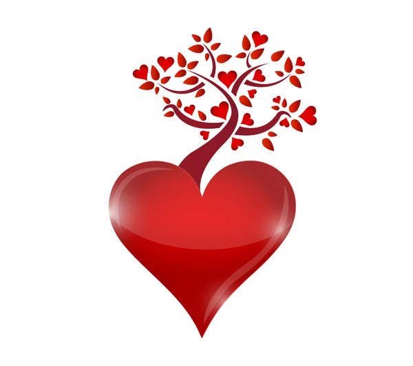 Rojo corazones árbol ilustración diseño — Foto de Stock