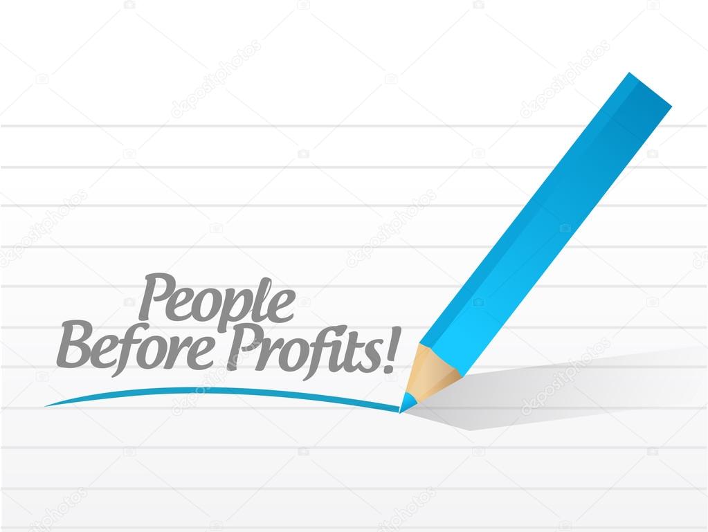 people before profits message illustration design