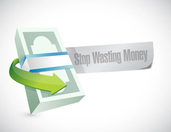 Dejar de desperdiciar dinero mensaje signo ilustración — Foto de Stock