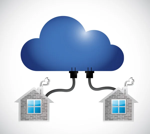 Cloud connected to a set of homes. illustration — Stock Photo, Image