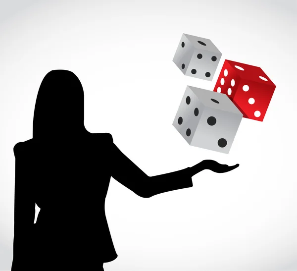 Female and a set of dice — Stock Photo, Image