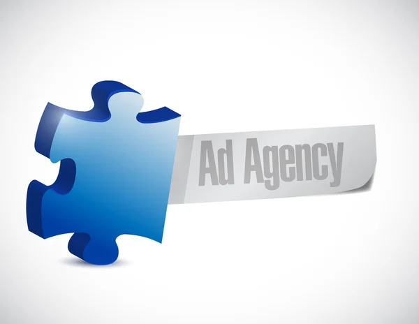 Reklamní agentura puzzle kus papíru znamení ilustrace — Stock fotografie