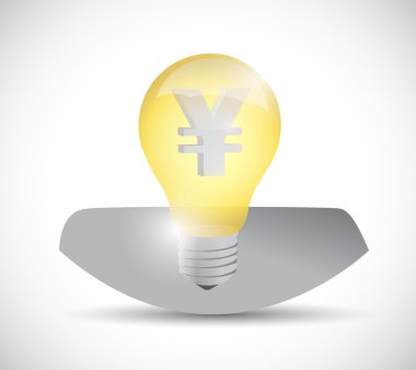 Yen para birimi ampul kafa. resim tasarım