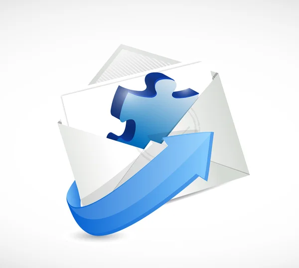 Puzzle piece envelope illustration design — Stock Photo, Image