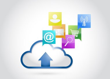 bulut uygulamalar konsept illüstrasyon tasarımı