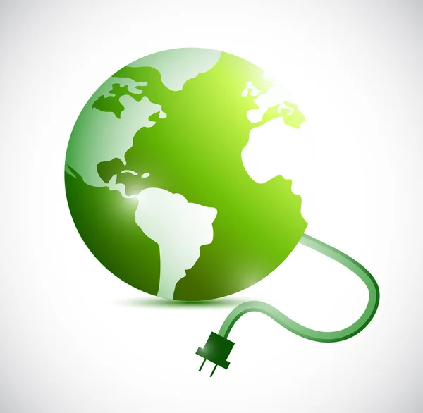 Green globe and cable connection. illustration — Stock Photo, Image