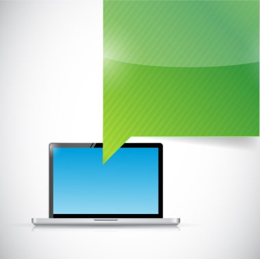 laptop ve konuşma balonu illüstrasyon tasarımı