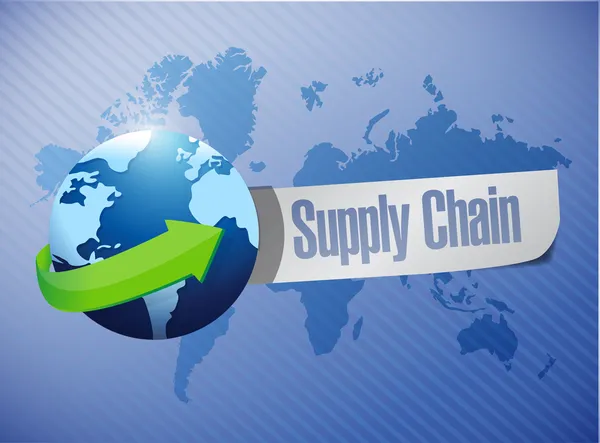 Supply chain globe meddelande — Stockfoto