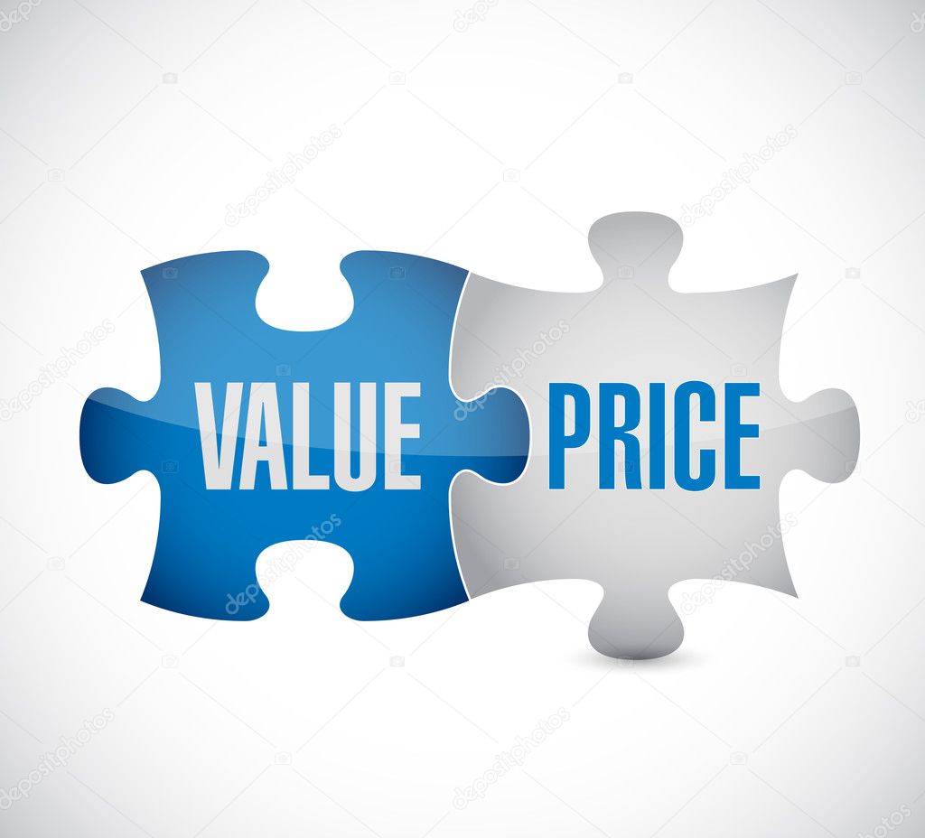 value and price puzzle pieces illustration design